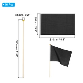 PATIKIL Pack of 16 Black Flag Game Plain Black Flags Small Mini Flags Pin Party Decoration for Game Birthday Carnival