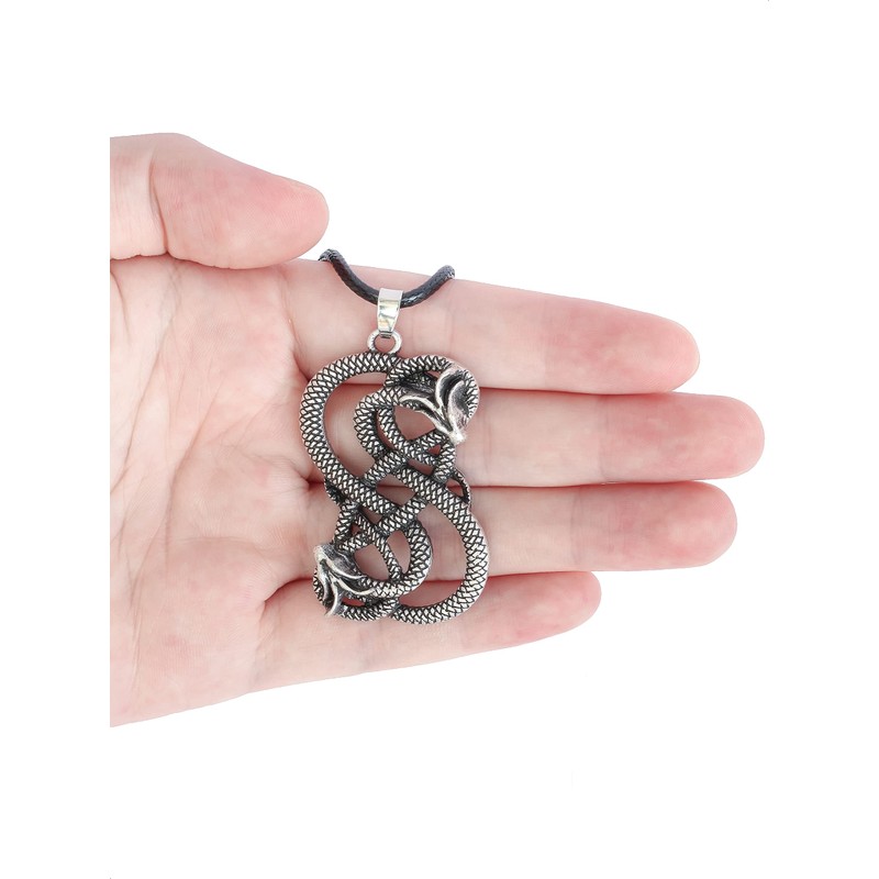 HAQUIL Loki Necklace, Viking Loki Symbol Pendant, Faux Leather Cord,