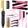 15 Pcs Hot Comb Set, Electrical Straightening Comb Curling Iron,