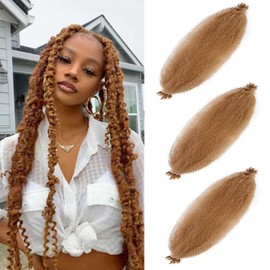 Afro Twist Hair 28 Inch 3 Packs, Springy Afro Twist Hair Pre Fluffed Spring Twist Hair Pre Stretched Wrapping Hair for Soft Locs Hair Extensions (27#)