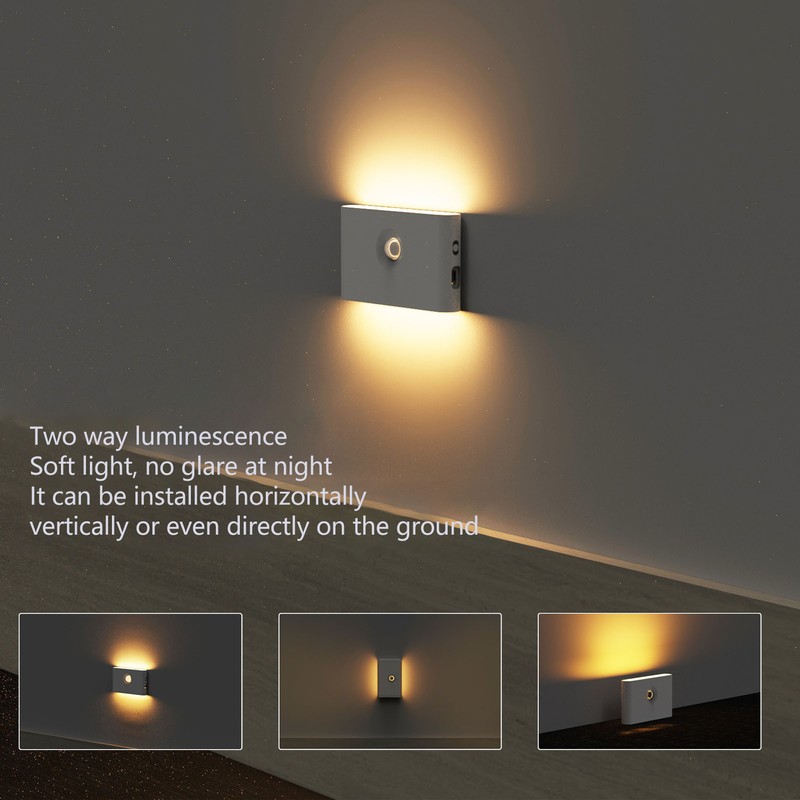 LED Motion Sensor Light Type C Rechargeable 360 Degrees Rotated