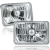 Octane Lighting 4X6 Diamond Crystal Clear Glass Lens Metal Headlight