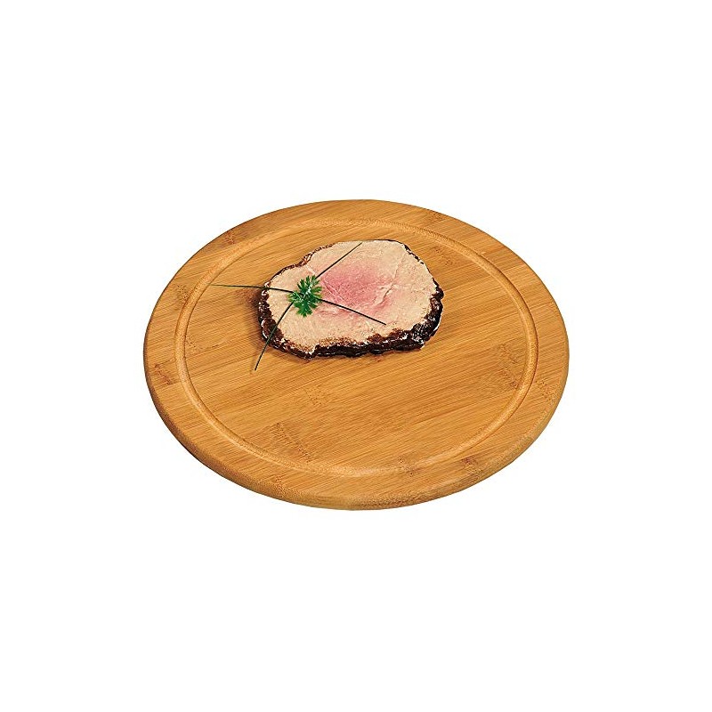 KESPER 58442 Fleischteller Ø 25 cm aus FSC®-zertifiziertem Bambus/Vesperteller/Pizzateller/Holzteller/Schneidebrett