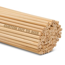 Wooden Dowel Rod, Custom Cut to Size Wood Dowels, Pack of 5 Wooden Dowels for Crafts, 3/4, 1 and 1 1/2 Inch Unfinished Hardwood Dowel Rods, Strong Wood Rod for Crafting and DIYers