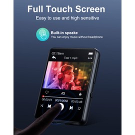 32GB MP3 Player with Bluetooth 5.0,2.4-inch TFT Full Touchscreen MP3 & MP4 Player with FM Radio, Recorder, Built-in Speaker for Walking and Running, Support up to 128GB TF Card