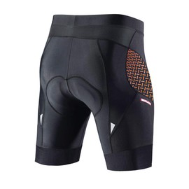 Eco-daily Men's Cycling Shorts Padded Bicycle Riding Half Pants Bike Biking Cycle Tights (Black-Orange-1, Large)