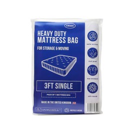 Single Size Mattress Bag for Moving and Storage – 3ft - 1 Pack - Heavy Duty - Mattress Cover for Moving - Plastic Mattress Cover - Storage Bag - Water Resistant, Dust Proof, Tear Resistant, Anti-Mould