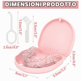 Custodia per Apparecchi Ortodontici, Custodia Sottile per Invisalign, Contenitore per Paradenti Notturni, Custodia per Allineatori con Fori di Ventilazion, Strumenti di Rimozione e Pennello - Rosa