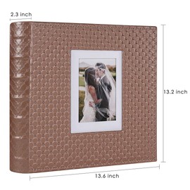 RECUTMS Self Adhesive Photo Album Magnetic Scrapbook Album 30 Magnetic Double Sided Pages Leather Cover DIY Photo Album Holds Photos of any size Baby Family Wedding Anniversary Albums(Light brown)