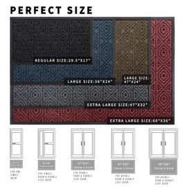 Yimobra Door Mat, Outdoor Indoor Entrance Welcome Mat, Heavy Entry Front Door Mat, Stain & Fade Resistant, Low Profile, Sturdy Rubber, Easy Clean Patio Floor Mat, Waterproof, 29.5 x 17, Wine Red