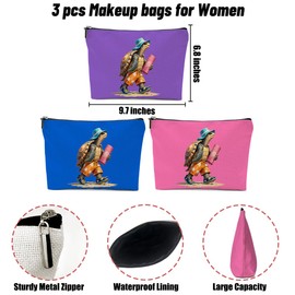 3 Pack Funny Beach Sea Turtle Gifts for Women Turtle Lovers Doctor Bestie Trip Makeup Bag,Travel Essentials Cosmetic Bags for Women,Birthday Graduation Vacation Friendship Girl Weekend Retirement