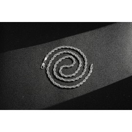 THE BLING KING Timeless Elegance: 5mm Classic Silver-Plated Silver Rope Chain Necklace - Replica of High-End Silver Chains, Crafted with Exquisite Detailing - 24" Length, 30g Weight