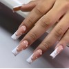 RikView Square Press On Long Fake Nails - French Tips
