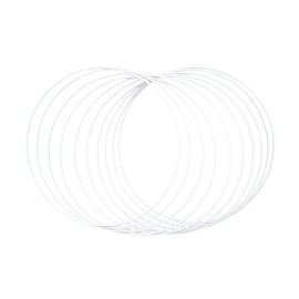 Rayher 25214102 Metal Rings, Pack of 10, 25 cm Diameter, White Coated, Thickness Approx. 3 mm Thick, Wire Rings for Crafts, Winding Technology, Dream Catchers, Floristry, Wedding Wreaths, Hoops