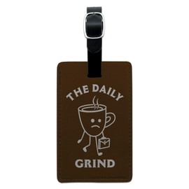 The Daily Grind Coffee Work Funny Humor Rectangle Leather Luggage Card ID Tag