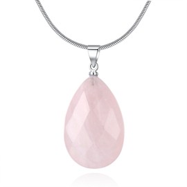Koai Women's Cut Rose Quartz Power Stone Necklace, Rose Quartz, Rose Quartz