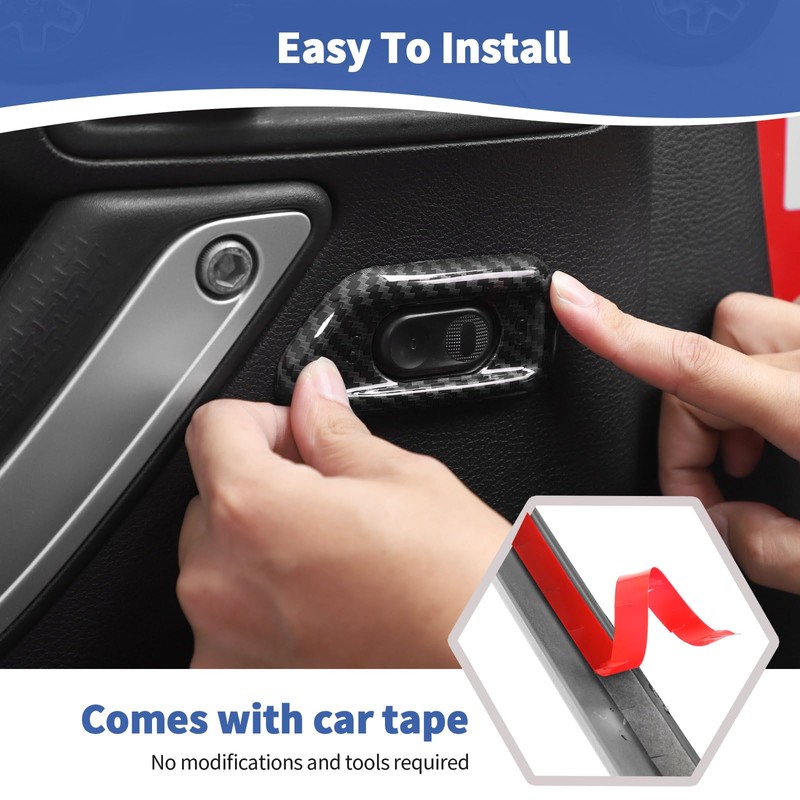 RT-TCZ for Jeep JK Carbon Fiber Door Lock Switch Cover