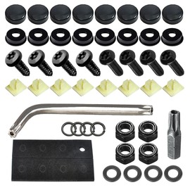 RGOAANC Anti Theft License Plate Screws Kits, Security Plate Mounting Hardware Kit, Car Tag Bolts Nuts Hardware, Car Accessories Rustproof Security Bolts Fasteners Universal for Most Vehicles (Black)