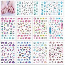 HOWAF 560+Designs Unicorn 3D Nail Art Stickers Decals, Multicolor Cartoon Unicorn Nail Sticker Self-adhesive Nail Toe Manicure Tip Decorations