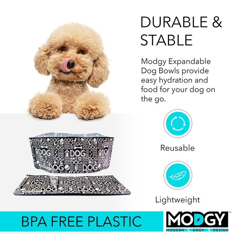 MODGY Collapsible Dog Food Bowl Dish, Reusable, Plastic Travel Size,