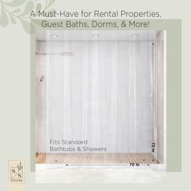 Stitch & Stone Shower Curtain Liner, Premium Extra Lightweight Durable Waterproof 3g PEVA for Bathroom with Weighted Magnets, Standard Size 70" x 72" Clear 1 Pack