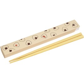 Ijinsha 47128 Gyutto Onigiri-san Antibacterial Chopsticks Case Set, Chopsticks/7.1 inches (18 cm), Beige