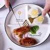 LATRAT Split Plate Ceramic Dinner Plate 3 Cut Food Plate