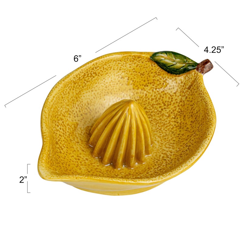 Creative Co-Op Countryside Citrus Stoneware Lemon Juicer, Multicolor