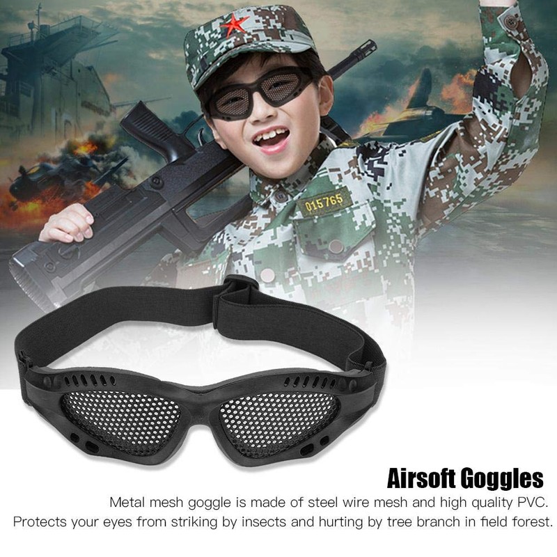Tbest Tactical Mesh Eye Protection,Airsoft Mesh Goggles Protective Adjustable Metal
