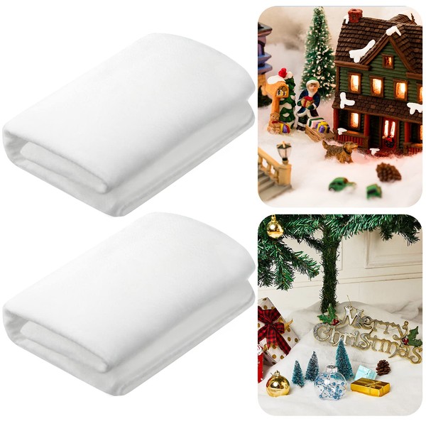 Skylety Christmas Snow Cover Set Thickened Artificial Snow Covers Christmas Village Background Decorations for Christmas Ornament (2, 5 x 3.3 Feet)