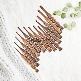 DnU Avenue Sheesham Wood Set of 13 Ergonomic Crochet Hooks 3.5 MM to 12 MM, Wooden Yarn Crochet Hooks for Arthritic Hands, Knitting & Crochet Storage, Soft Grip, Wood Finish, Brown (Only Hooks)