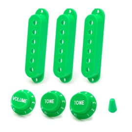 SAPHUE Guitar ST Pickup Open Cover 52/52/52 2T1V Knob Switch Knob Covers 3 Single Coil Pickup Cover Electric Guitar (Green)