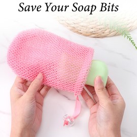 JIEYAO 6 Pack Mesh Soap Bags, Exfoliating Soap Saver Pouches with Drawstring Closure Colorful Hangable Bath Shower Pouches