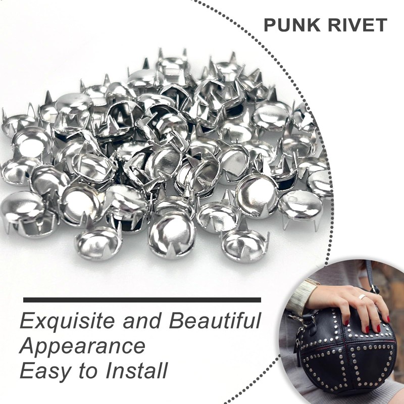 600 Pieces Dome Punk Rivets, 4 Claws Round Stud Punk