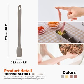 Firgi Platinum Silicone Topping Spatula for Cooking – BPA Free Heat Resistant Cooking Utensils for Non Stick Pans – One-Piece Spoonula for Baking, Mixing & More – Kitchen Scraper 10.7” WarmGray