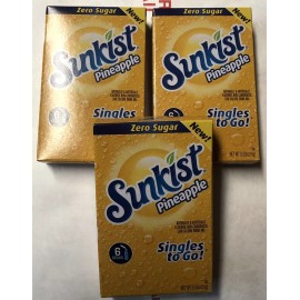 Dr Pepper Sunkist Pineapple Singles To Go 3 Boxes - 18 Packet Total - Sugar Free Drink Mix