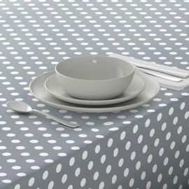 Oilcloth Tablecloth Washable Square 140 x 180 cm Light Grey Dots