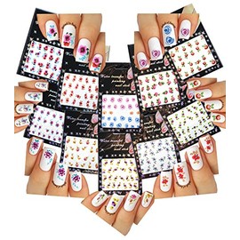 Nail Art Water Slide Tattoo Stickers Decals Flowers 10 - Pack