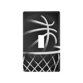 Glaphy Black and White Basketball Sport Wall Plate, Single Toggle Switch Plate Outlet Covers, Light Switch Plates Cover for Home Bedroom Decor