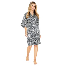 CityComfort Kimono Dressing Gowns, Women's Satin Robe, Ladies Dressing Gowns (Animal Print, M)
