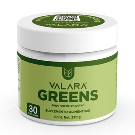 Valara Greens | Jugo Verde | Suplemento en Polvo a base de Frutas y Verduras, con Fibra prebiótica | 270g | 30 servicios (270g, Original)