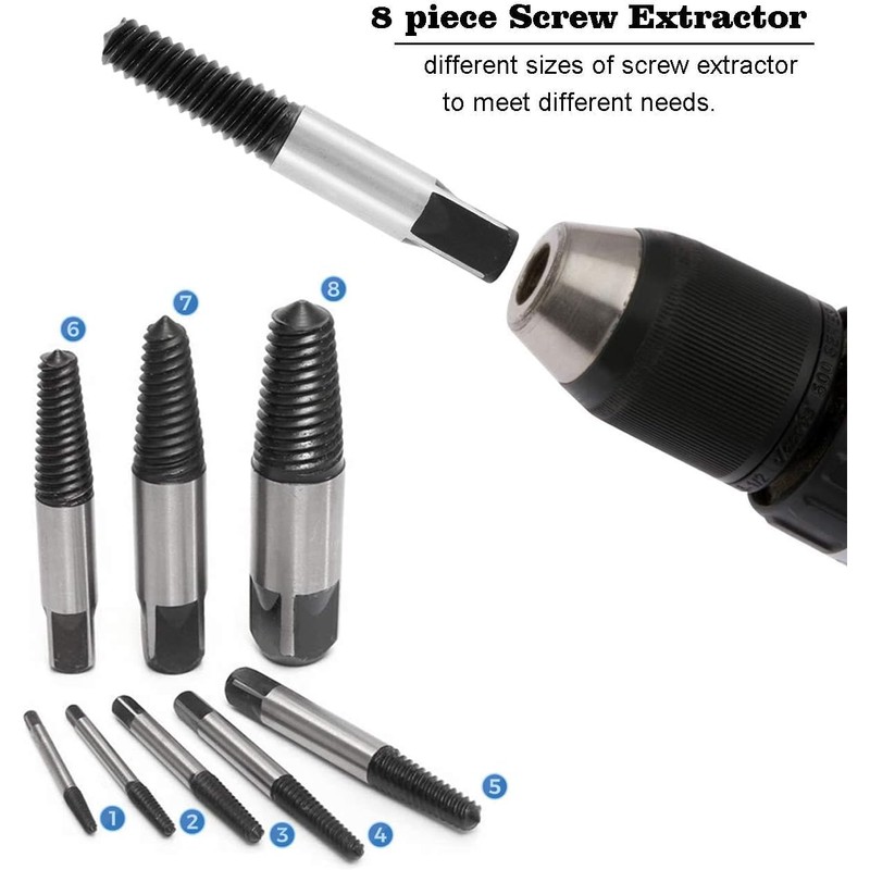 8pcs 4mm-25mm Broken Damaged Water Pipe Screw Extractor Remover Easy