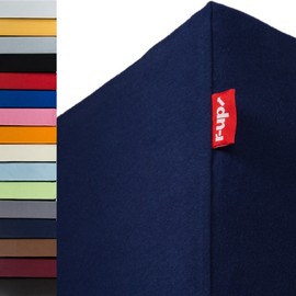 r-up Fits Fitted Sheet 120 x 200 - 130 x 200 to 35 cm Height, Many Colours, 100% Cotton, 130 g/m², Oeko-Tex, Stress-Free, Also for High Mattresses (Dark Blue)