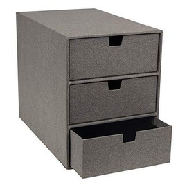 Bigso Ingrid 3-Drawer Fiberboard Desk Organizer Drawers | Light Grey