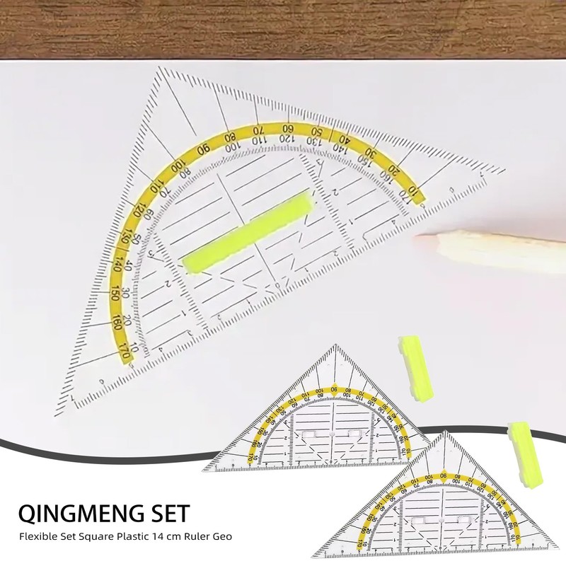 Set of 4 Flexible Set Square with Handle, 16 cm