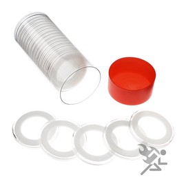 (1) Airtite Coin Holder Storage Container & (20) White Ring 33mm Air-tite Coin Holder Capsules for 1oz Platinum Platypus and 1/2oz Silver Libertad