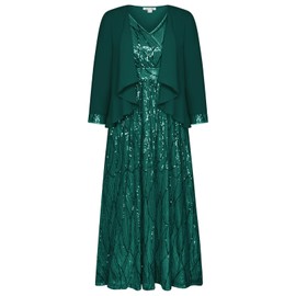 Mother of The Bride Dress with Jacket Wedding Guest Dresses 2024 Dark Green 16