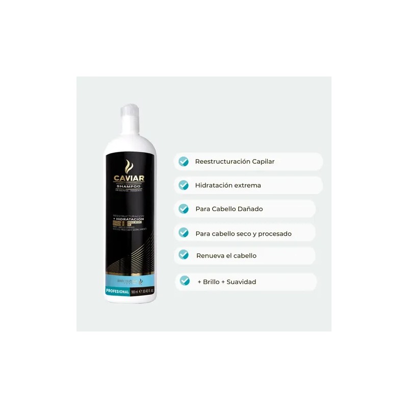 Caviar Shampoo + Reestructuración + Hidratación 900ml