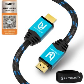 Ultra HDTV 4K HDMI Cable, Premium Certified, HDMI 2.0b, UHD at Full 60Hz (No Jerks) / HDR10+, 3D, ARC, Ethernet, Dolby Vision