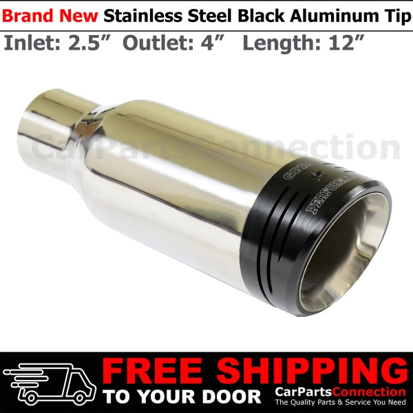 CPC Angled Black Aluminum 12in Weld On Exhaust Tip 2.5